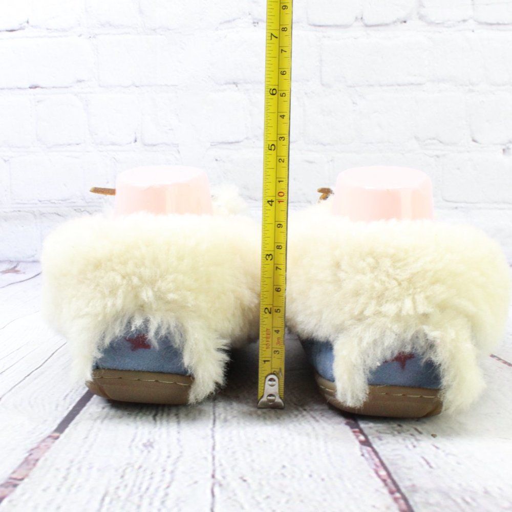 LL BEAN Women's Blue Shearling Lined Wicked Good Moccasin Slippers Size 7 M - Picture 8 of 10